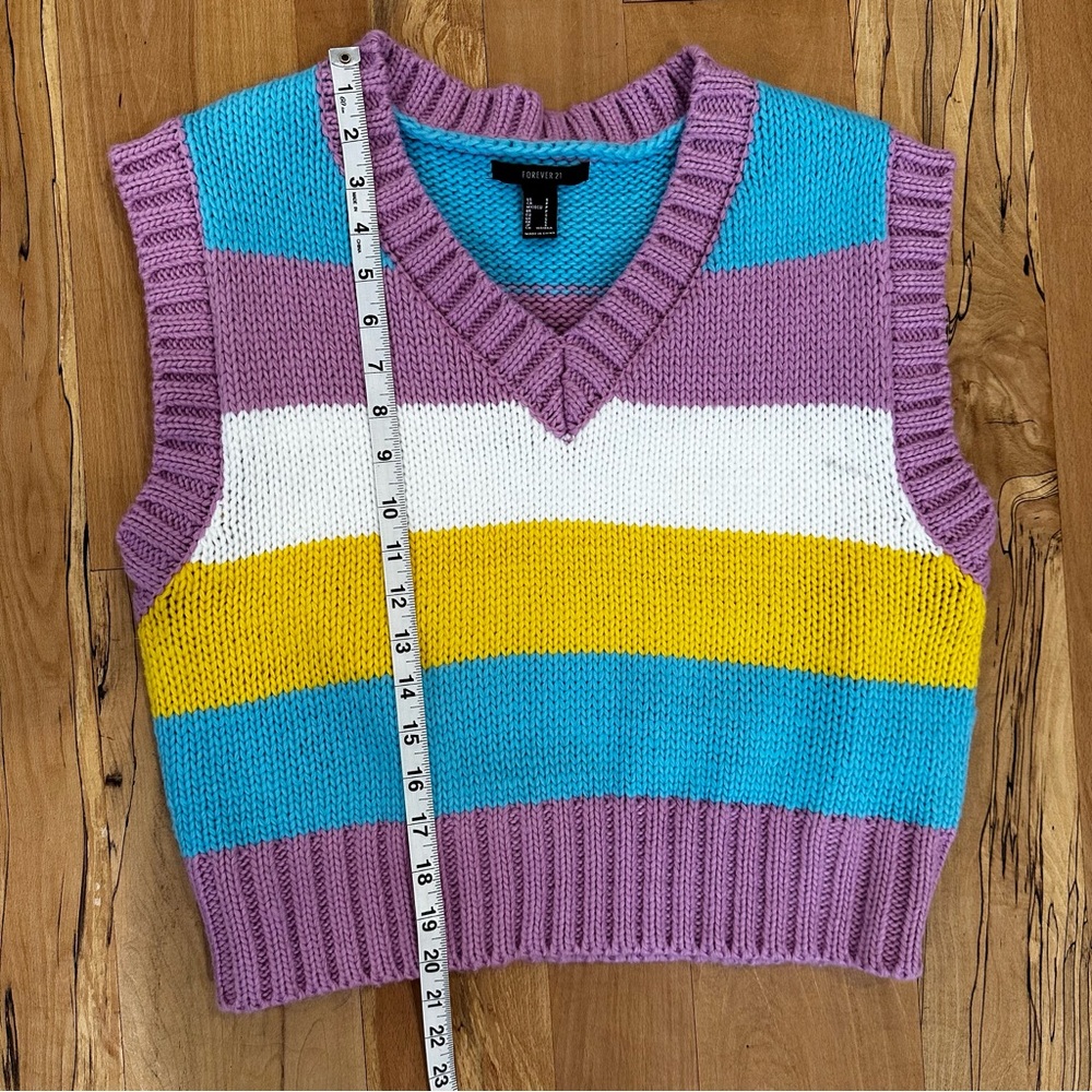 Forever 21 Purple Striped Sweater vest Size Small - Picture 11 of 12